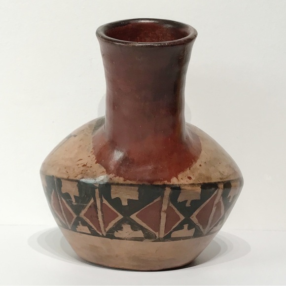 VTG Chile Ivan Pottery Vessel Primitive Hand Painted Wedding Vase Double Spout 8 - Picture 6 of 15